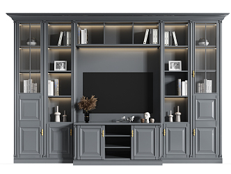 American TV background cabinet TV cabinet 3d model