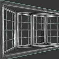 Bay Window Cabinet With Wooden Frame Grid Windows And Built In Sill