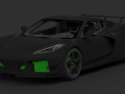 Black Sports Car With Sleek Design Green Accents And Sporty Wheels 3d model