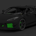 Black Sports Car With Sleek Design Green Accents And Sporty Wheels