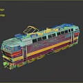 Vibrant Red Yellow Striped Train Model with White Top and Detailed Windows