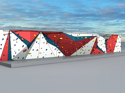 Colorful Climbing Wall Sports Equipment With Geometric Design And Rock Holds 3d model