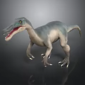 Theropod Dinosaur with Long Snout Sharp Teeth and Grayish Blue Body in Standing Pose