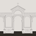European-style arch carved arch 3d model