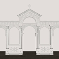 European-style arch carved arch 3d model