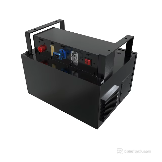 Black Portable Power Station With Multiple Ports And Durable Handle Design 3d model 