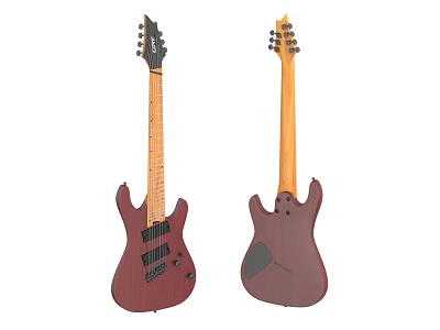 Electric Guitars Front and Back View With Mahogany Body And Brown Finish 3d model