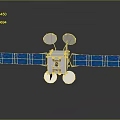 Satellite Model With Blue Solar Panels White Antenna Dishes And Main Body Design