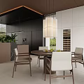 Modern Living Dining Room Interior With Open Layout Sofa Fireplace Marble Wall And Wooden Ceiling