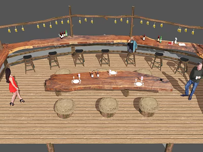 Modern Outdoor Table and Chair Bar Bar Counter 3d model