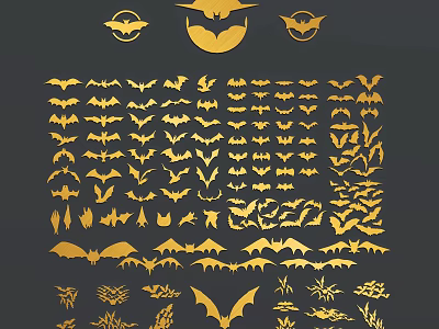 Animal Silhouette Bat Silhouette Bat Element 3d model