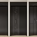 Modern Black Security Doors With Various Panel Textures For Home Entrance 3d model