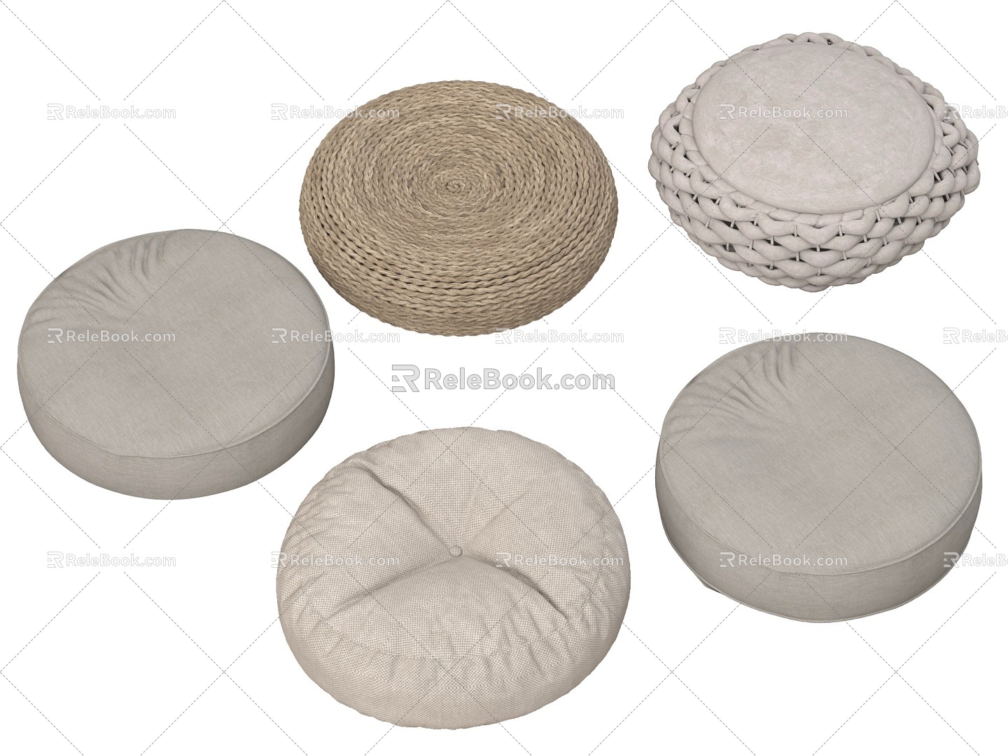 New Chinese Futon Cushion Tatami Mat 3d model