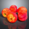 Fresh Red Peaches in a Pile on Dark Background with Shiny Skin