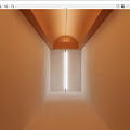 Orange Corridor Interior With Arched Ceiling Vertical Light And Light Colored Floor