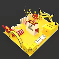 Yellow Exhibition Booth Design With Red White Elements VINNIE Logo And Decorations 3d model