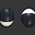 Futuristic Sci Fi Armored Helmet With Blue Light Front And Back View 3d model