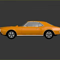 Orange Classic Muscle Car With Sleek Design And Black Wheels On Dark Surface
