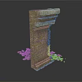 Detailed Modern Scene Featuring Broken Brick Pillar And Scattered Debris 3d model