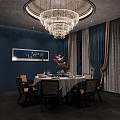 Elegant Private Dining Room Interior With Dark Green Walls Chandelier And Round Dining Table