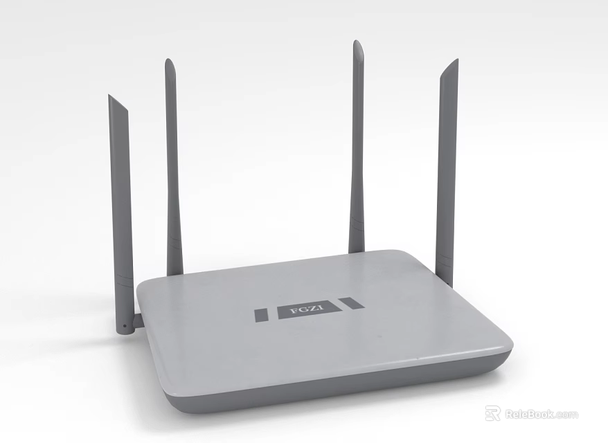 Tenda Gray Wireless Router With Four External Antennas And Modern Design 3d model 