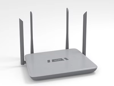 Tenda Gray Wireless Router With Four External Antennas And Modern Design 3d model