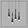 Modern Black Pendant Lights With Unique Spiral Cone Designs And White Bulbs