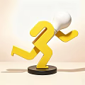 Modern Decorative Ornament Set Featuring Yellow Human Figure White Light Bulb Head On Black Base