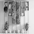 Modern Bookcase Design With Living Plant Wall Decorative Vases And Books