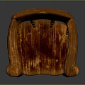 Traditional Wooden Armchair with Carved Back Curved Arms and Woven Seat