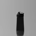 Black and White Water Bottle Design Showcasing Open and Closed Lid in Two Angles