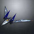 Futuristic Blue and Silver Spaceship with Sleek Aerodynamic Design for Cosmic Exploration