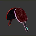 Table Tennis Paddles With Red And Black Rubber Crossed On Gray Background With Reflection