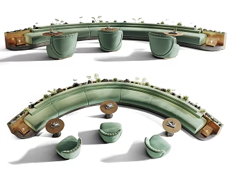 Modern Card Seat Sofa Coffee Table Combination 3d model