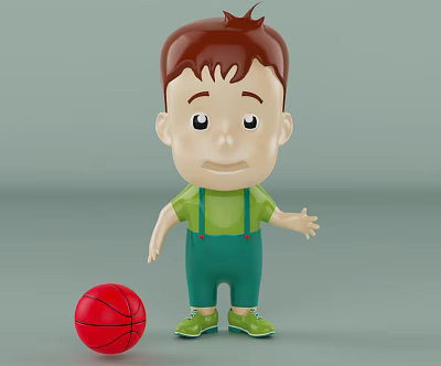 Modern Game Character Cartoon Junior Basketball Player 3d model