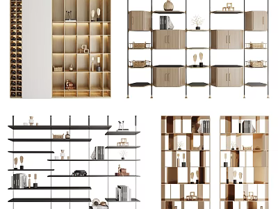 Modern Stylish Decorative Cabinets With Shelves Lighting And Decorative Items 3d model