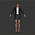 Professional Businesswoman In Black Blazer White Shirt And Black Skirt With Arms Outstretched