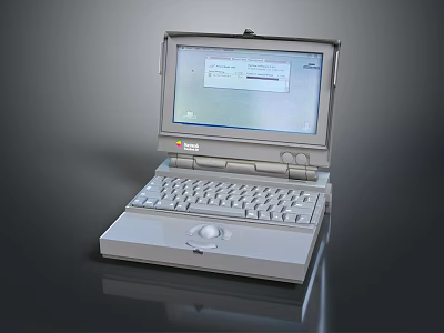 Vintage Apple PowerBook Laptop With Screen Keyboard Trackpad And Retro Design 3d model