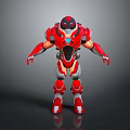 Red Armored Mech Warrior 3D Model With Glowing Core And Metallic Armor Design 3d model