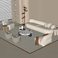 Modern Sofa Coffee Table Combination Sofa Carpet Floor Lamp 3d model