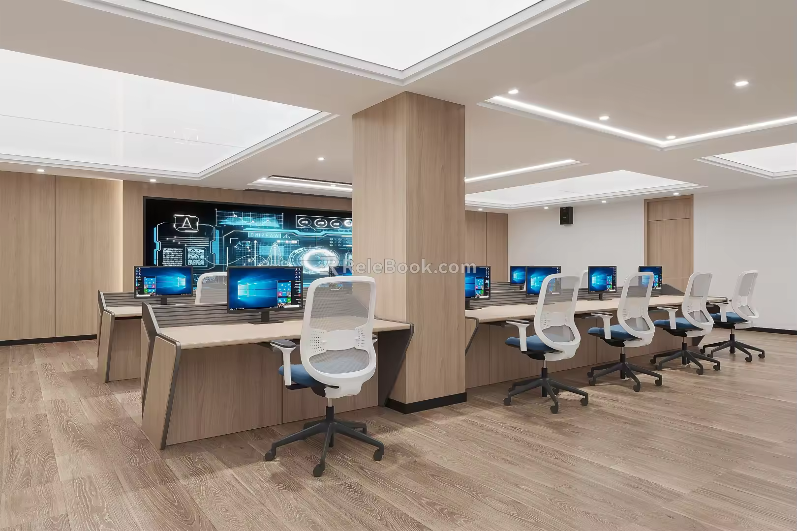 Command Control Room of Modern Monitoring Room 3d model