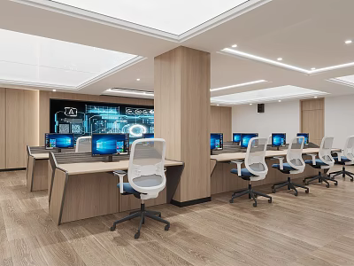 Command Control Room of Modern Monitoring Room 3d model