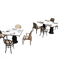 Modern Dining Table Set With Two Tables And Four Chairs Each In Light Color Design 3d model