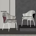 Poliform Modern Accent Chairs with Upholstered Fabric Seats and Metal Legs in Contemporary Interior Setting