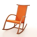 Minimalist Orange Rocking Chair With Wooden Frame Comfortable Seat And Backrest