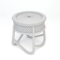 Two Modern Stools With Woven Seat And Black White Frame Design For Home Decor