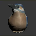 Blue And Orange Kingfisher Ceramic Figurine With Glossy Finish On Dark Background