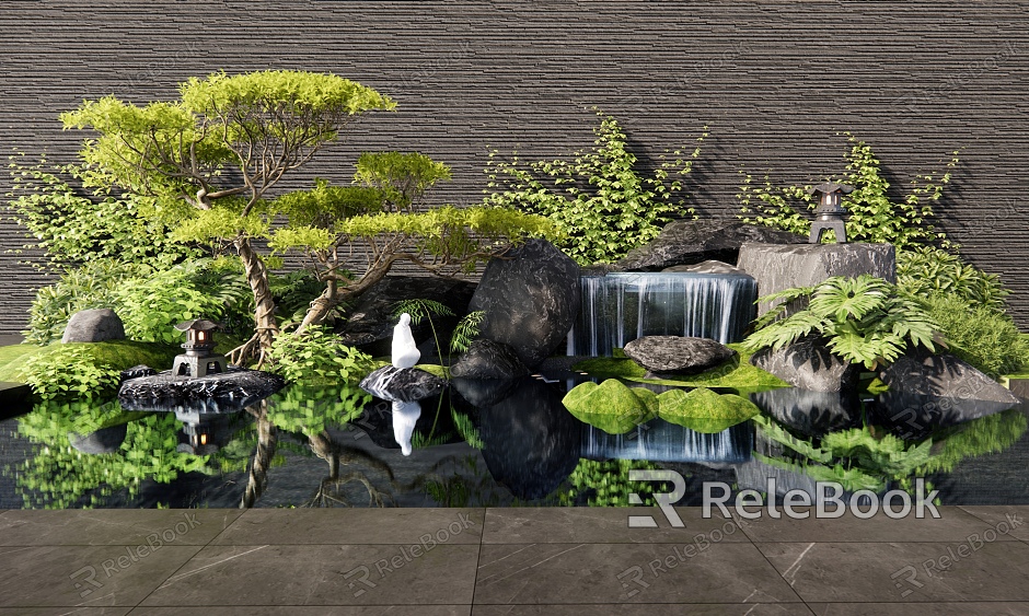 New Chinese-style rockery waterscape overlapping water drop landscape stone indoor landscape landscaping courtyard sketch water drop landscape plant pile landscape model