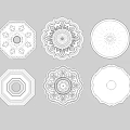 European-style lamp panel gypsum carved disc combination 3d model