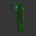 Vintage Green Metal Flashlight With Textured Body And Round Head